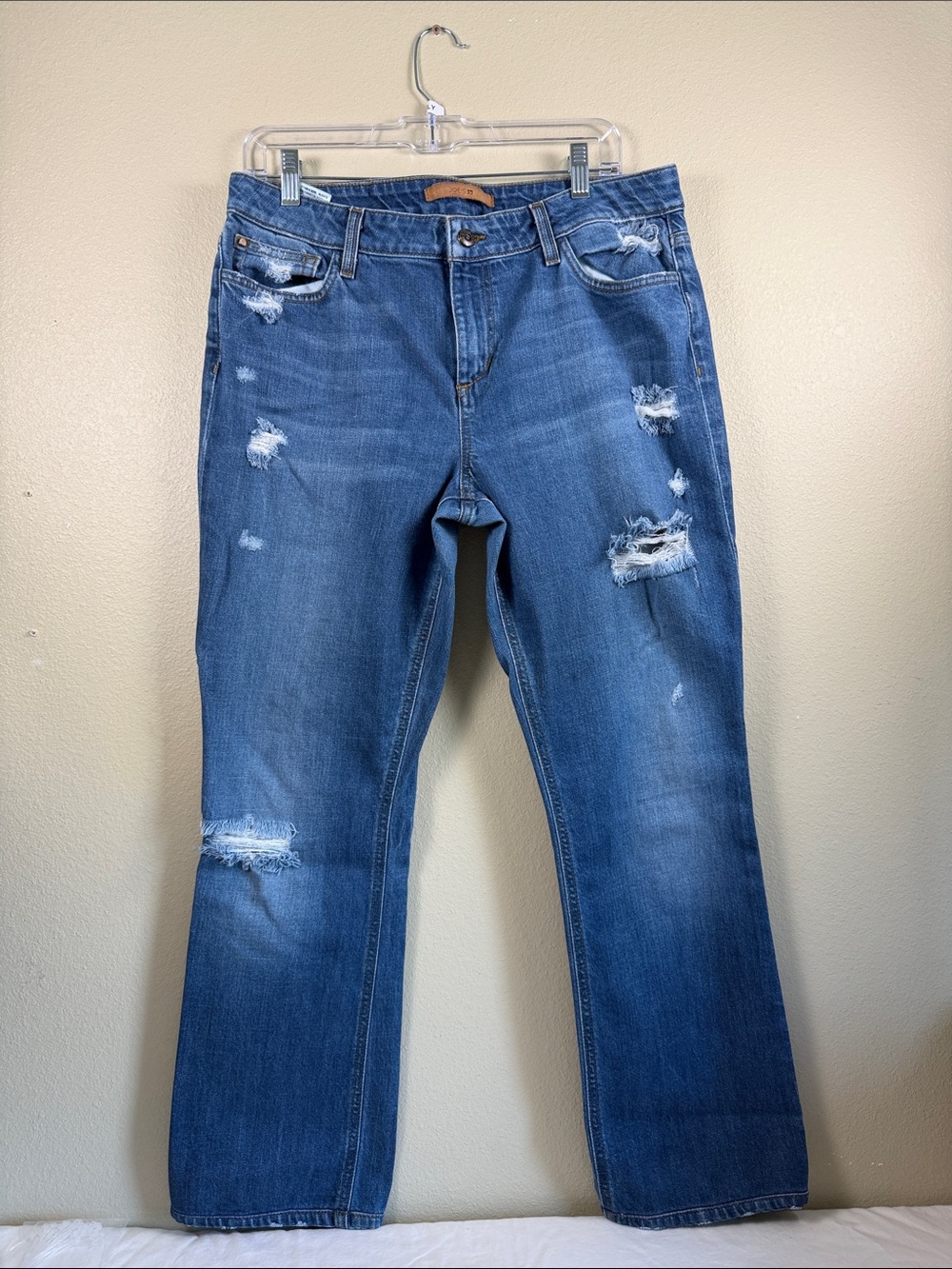 Joe's Jeans Medium Blue Distressed Straight Leg Jeans